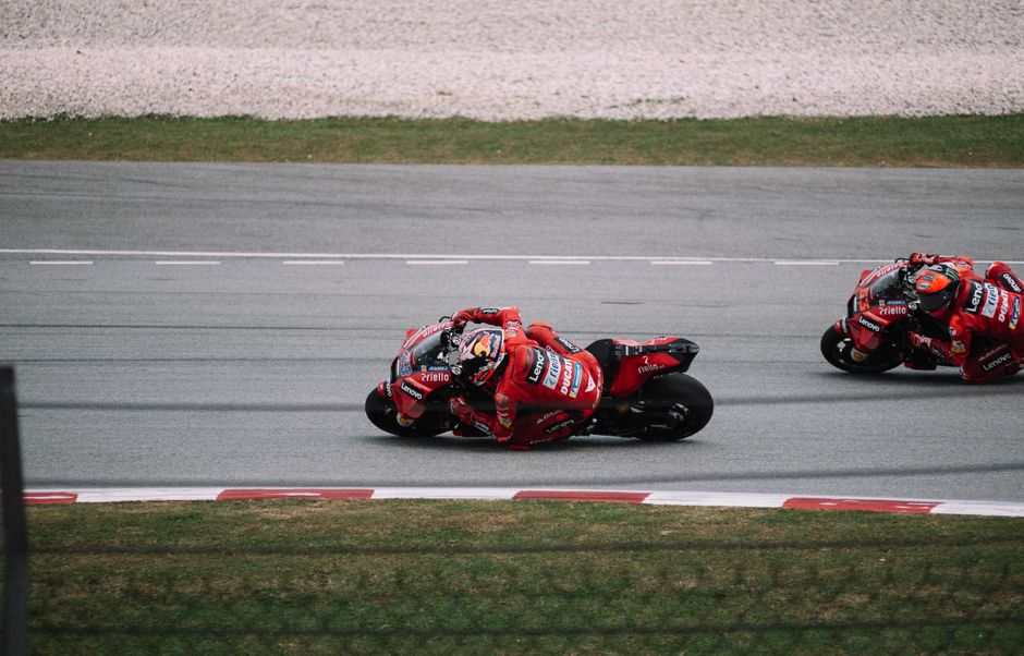 Podium, tire marks, speed blur