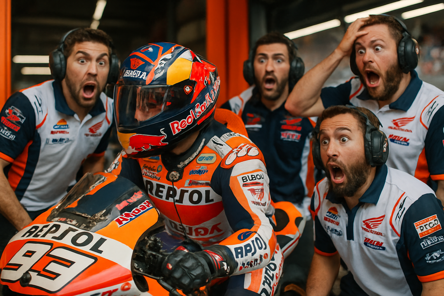 Pit lane, cockpit detail, team reaction during MotoGP