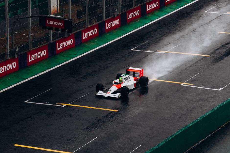 Formula 1 race action, dynamic angle, high-speed cornering, 2026 season